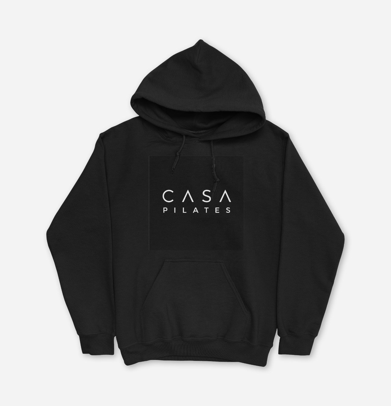 Casa Pilates black hoodie with framed logo